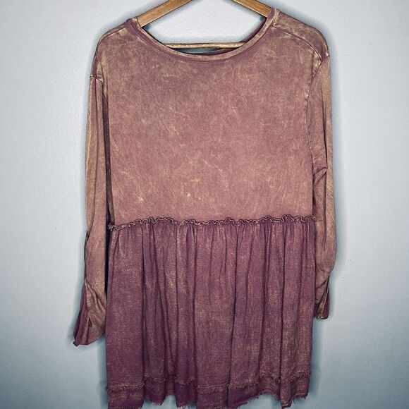 Altar’d State Women’s large pink metallic washed raw him crewneck shirt - Picture 5 of 7